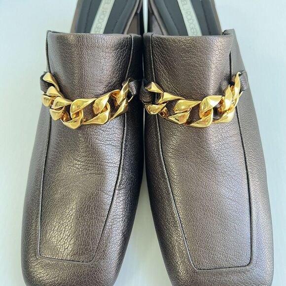 Neil J. Rodgers Copper Brown Mule Size 39.5 US 8.5 Gold Chain Slip On Made Italy - Picture 4 of 13